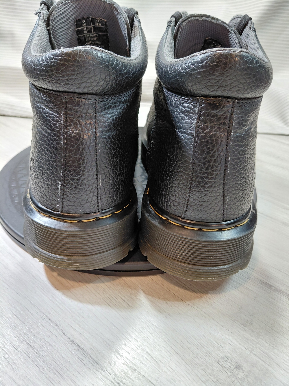 Dr. Martens Mens Chunky Garvey Black Leather Moc Toe Rugged Ankle Boots SIZE 12 - Picture 5 of 16